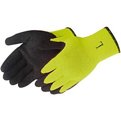Liberty Safety 4729Hym Frogrip Black Latex Coated Seamless Gloves, Black/Hi-Vis Green, Size Medium