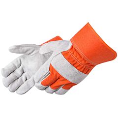 Liberty Safety 3265Ho Leather Gloves, Select Shoulder Leather Palm With Orange Canvas Back, Size Men'S