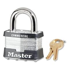 Master Lock 5Ka-2729 No. 5 Laminated Steel Padlock, 3/8 In Dia X 15/16 In W X 1 In H Shackle, Silver/Gray, Keyed Alike, Keyed 2729