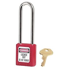 Master Lock 410Kaltred Zenex Thermoplastic Safety Lockout Padlock, 410, 1-1/2 W X 1-3/4 H Body, 3 In H Shackle, Ka, Red