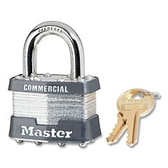 Master Lock 81 No. 81 Laminated Steel Padlock, 5/16 In Dia X 3/4 In W X 15/16 In H Shackle, Silver/Gray, Keyed Different, Keyed Varies