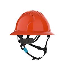 Jsp Evo 280-Ev6262V-Ch-Or Vented, Full Brim Type Ii Helmet With Hdpe Shell, 4-Point Chinstrap, 6-Point Suspension And Ratchet Adjustment, Neon Orange