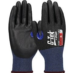 G-Tek 16-381/Xxl Seamless Knit Polykor® Blended Gloves, Foam Nitrile Coated Grip On Palm & Fingers, 21 Gauge, Touchscreen, Blue, Size 2X-Large