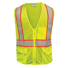 Reflective Apparel 505St-Lm-Sm Class 2 Two-Tone Seven Pocket Mesh Breakaway Vest, Yellow, Size Small