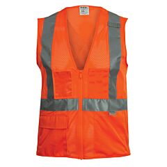 Reflective Apparel 508St-Or-Lg Class 2 Seven Pocket Mesh Breakaway Vest, Orange, Size Large