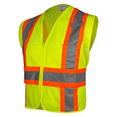 Reflective Apparel 576Et-Lm-6X-8X Class 2 Two-Tone Breakaway Mesh Vest With Adjustable Side Wrap Closure, Yellow, Size 6Xl-8Xl