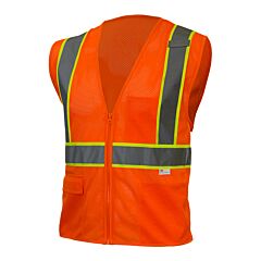 Reflective Apparel 586Et-Or-6X Class 2 Two-Tone Value Mesh Vest, Orange, Size 6X-Large