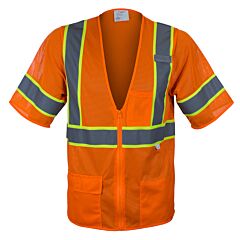 Reflective Apparel 588Et-Or-5X Class 3 Two-Tone Value Mesh Vest, Orange, Size 5X-Large