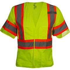 Reflective Apparel 591Gt-Lm-7X-9X Class 3 Two-Tone Seven Pocket Breakaway Vest With Adjustable Side Wraps And Sleeves, Yellow, Size 7Xl-9Xl