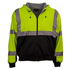 Reflective Apparel 603St-Lb-Md Class 3 Full Zip Hooded Sweatshirt With Black Bottom, Yellow, Size Medium