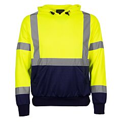 Reflective Apparel 604Gt-Ln-Xl Class 3 Pull Over Hooded Sweatshirt With Navy Bottom, Yellow, Size X-Large