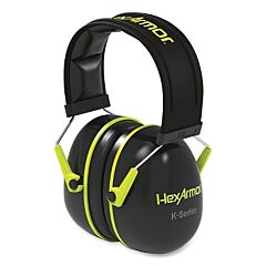 Hexarmor 19-10002 K-Series® K2/K3 Earmuffs, K2, 26 Nrr, Black/Lime, Over-The-Head Mounting