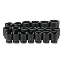 Grey Pneumatic 9020Md Impact Socket Set, 1 In Dr, Metric, 6-Point, 45 Mm To 75 Mm, 20-Pc Deep Length
