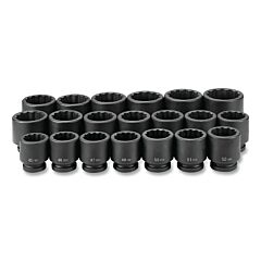 Grey Pneumatic 9120M Impact Socket Set, 1 In Dr, Metric, 12-Point, 45 Mm To 75 Mm, 20-Pc Std Length