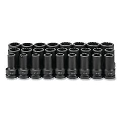 Grey Pneumatic 9126Md Impact Socket Set, 1 In Dr, Metric, 12-Point, 19 Mm To 44 Mm, 26-Pc Deep Length