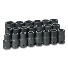 Grey Pneumatic 9021D Impact Socket Set, 1 In Dr, Sae, 6-Point, 3/4 In To 2 In, 21-Pc Deep Length