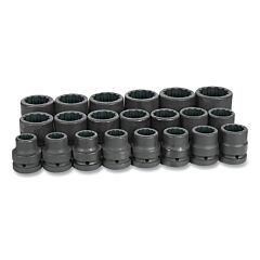 Grey Pneumatic 9121 Impact Socket Set, 1 In Dr, Sae, 12-Point, 3/4 In To 2 In, 21-Pc Std Length