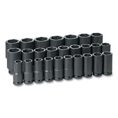 Grey Pneumatic 8026Md Impact Socket Set, 3/4 In Dr, Metric, 6-Point, 19 Mm To 50 Mm, 26-Pc Deep Length
