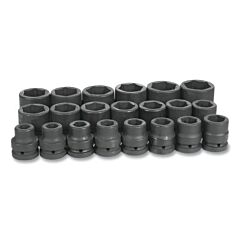 Grey Pneumatic 9021 Impact Socket Set, 1 In Dr, Sae, 6-Point, 3/4 In To 2 In, 21-Pc Std Length