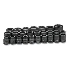Grey Pneumatic 8126M Impact Socket Set, 3/4 In Dr, Metric, 12-Point, 19 Mm To 50 Mm, 26-Pc Std Length Master