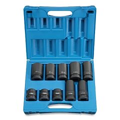 Grey Pneumatic 9153 Impact Socket Set, 1 In Dr, Metric/Sae, 6-Point, 13/16 In To 1-1/2 In, 17 Mm To 41 Mm, 10-Pc Wheel Service