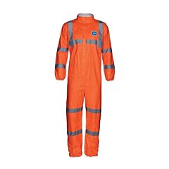 Dupont Ty125Shv2X0025Xc Tyvek® 500 Hv Coveralls, Serged Seams, Elastic Waist/Wrists/Ankles, Hi-Vis Orange With Reflective Stripes, X-Back, 2X-Large