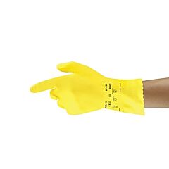 Alphatec® 87-198-8 Chemical Resistant Gloves, Natural Rubber Latex, 12 In L, 17 Mil, Yellow, Size 8