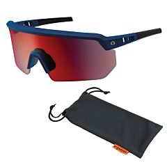 Ergodyne 55210 Skullerz Aegir-Hcmi Safety Glasses - High Contrast Mirrored Lens, High Contrast Red Mirror Lens, Size Matte Blue Frame