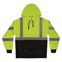 Ergodyne 22877 Glowear 8311Bk Essential - Unisex 290G Black Front Hoodie, Lime, Size 3X-Large
