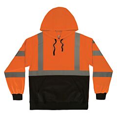 Ergodyne 22884 Glowear 8311Bk Essential - Unisex 290G Black Front Hoodie, Orange, Size Large