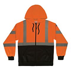Ergodyne 22948 Glowear 8312Bk Essential - Unisex 290G Black Front Zip-Up, Orange, Size 4X-Large