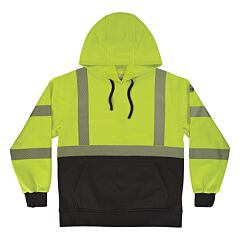Ergodyne 22979 Glowear 8317Bk Performance - Unisex 340G Black Front Hoodie, Lime, Size 5X-Large