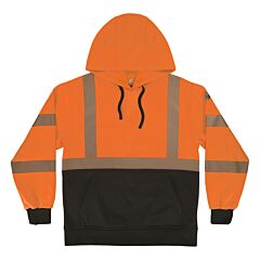 Ergodyne 22989 Glowear 8317Bk Performance - Unisex 340G Black Front Hoodie, Orange, Size 5X-Large