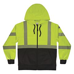 Ergodyne 23068 Glowear 8318Bk Performance - Unisex 340G Black Front Zip-Up, Lime, Size 4X-Large
