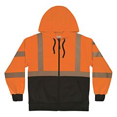 Ergodyne 23075 Glowear 8318Bk Performance - Unisex 340G Black Front Zip-Up, Orange, Size X-Large