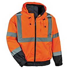 Ergodyne 24461 Glowear 8379 2-In-1 Hi-Vis Winter Bomber Jacket, Orange, Size X-Small
