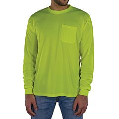 Ergodyne 21814 Glowear 8093 Essential Non-Certified Hi-Vis Long Sleeve T-Shirt, Lime, Size Large