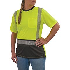 Ergodyne 22313 Glowear 8276Bk Class 2 Hi-Vis T-Shirt Black Bottom Womens, Lime, Size Medium