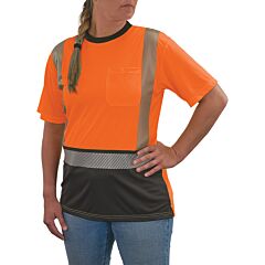 Ergodyne 22323 Glowear 8276Bk Class 2 Hi-Vis T-Shirt Black Bottom Womens, Orange, Size Medium