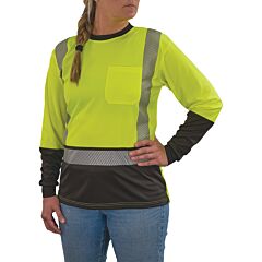 Ergodyne 22333 Glowear 8278Bk Class 2 Hi-Vis Long Sleeve Shirt Womens, Lime, Size Medium