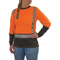 Ergodyne 22346 Glowear 8278Bk Class 2 Hi-Vis Long Sleeve Shirt Womens, Orange, Size 2X-Large