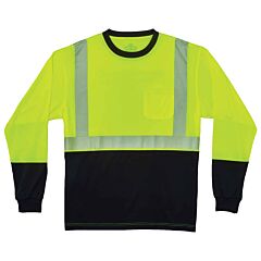 Ergodyne 22658 Glowear 8281Bk Class 2 Long Sleeve Shirt Black Bottom, Lime, Size 4X-Large/Tall