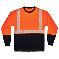 Ergodyne 22916 Glowear 8281Bk Class 2 Long Sleeve Shirt Black Bottom, Orange, Size 2X-Large/Tall