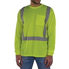 Ergodyne 21877 Glowear 8284 Class 2 Essential Long Sleeve Hi-Vis T-Shirt, Lime, Size 3X-Large