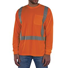 Ergodyne 21916 Glowear 8284 Class 2 Essential Long Sleeve Hi-Vis T-Shirt, Orange, Size 2X-Large