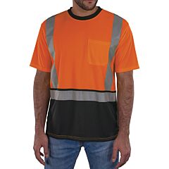 Ergodyne 22198 Glowear 8286Bk Class 2 Essential Hi-Vis T-Shirt Black Bottom, Orange, Size 4X-Large
