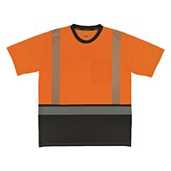 Ergodyne 22283 Glowear 8294Bk Class 2 Hi-Vis T-Shirt Black Bottom, Orange, Size Medium
