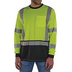 Ergodyne 22203 Glowear 8369Bk Class 3 Hi-Vis Long Sleeve Shirt Black Bottom, Lime, Size Medium