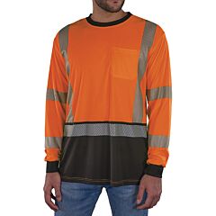 Ergodyne 22304 Glowear 8371Bk Class 3 Hi-Vis Long Sleeve Shirt Black Bottom, Orange, Size Large