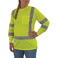 Ergodyne 22097 Glowear 8374 Class 3 Hi-Vis Long Sleeve Shirt Womens, Lime, Size 3X-Large